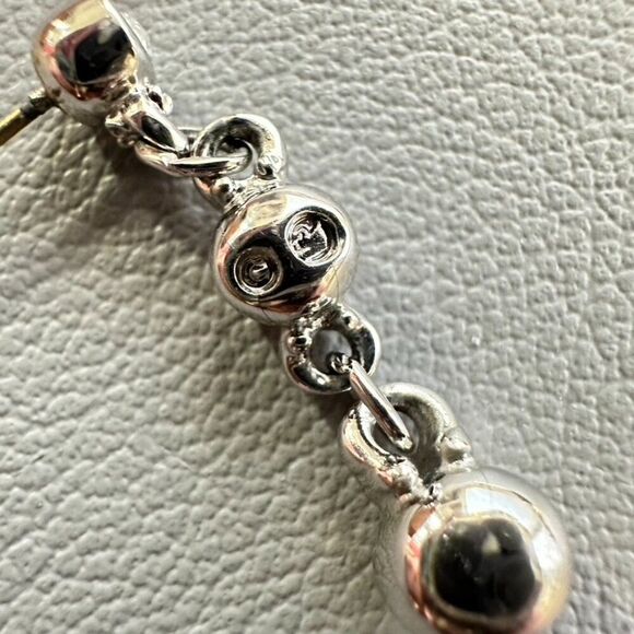 Signed Swarovski Silver tone 3 Round Bezel Crystal Station drop dangle Earrings - Picture 4 of 4